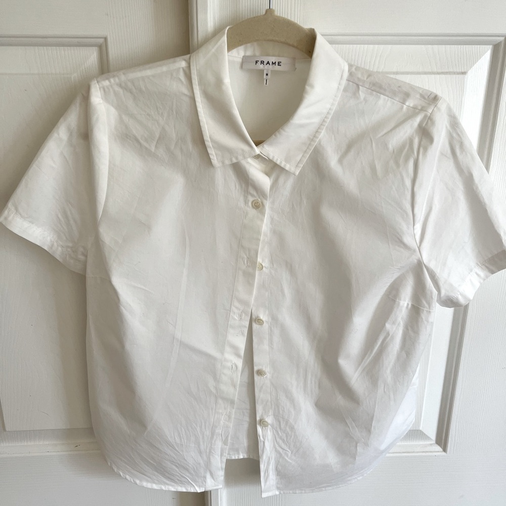 White button front Frame shirt.